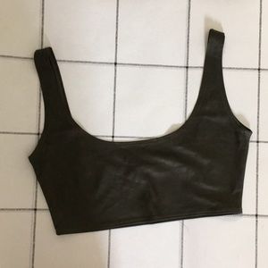 Army green vegan leather bralette